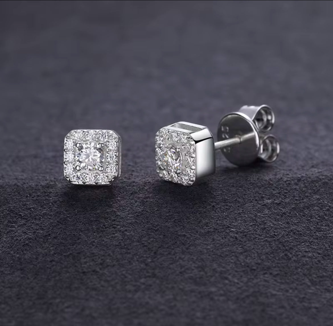 Moissanite square earings