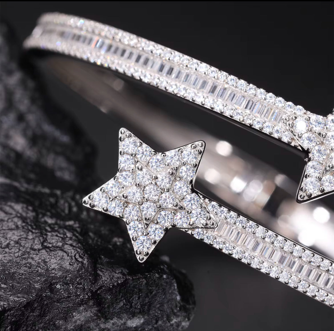 Moissanite star baguette bracelet