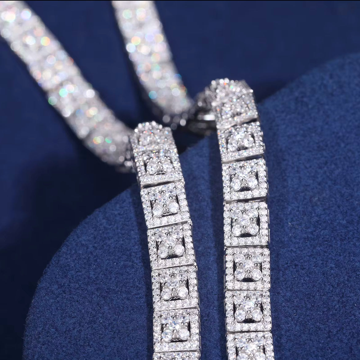 Moissanite square shaped chain