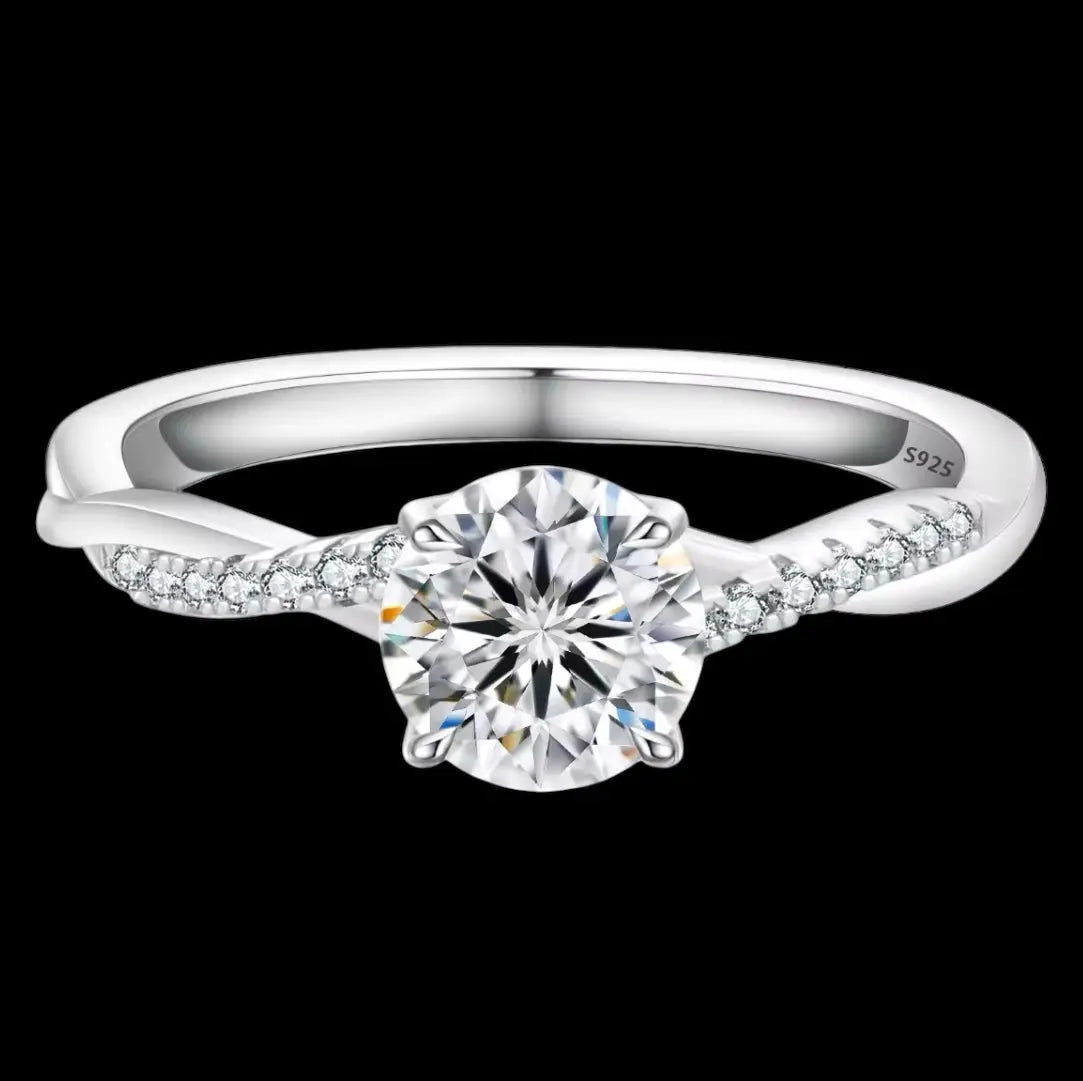 Moissanite engagement dilver ring Solitaire