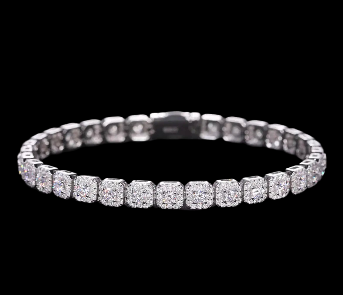 Bracelet Tennis Halo En Moissanite