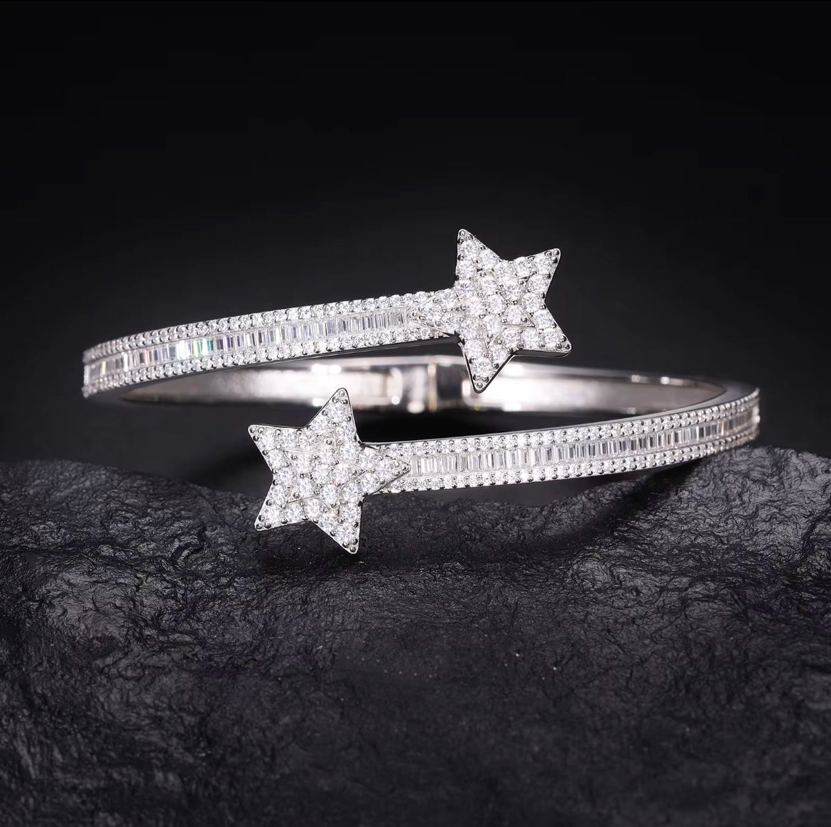 Moissanite star baguette bracelet