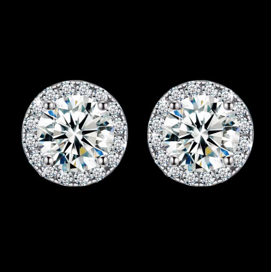 Moissanite cluster Halo earrings