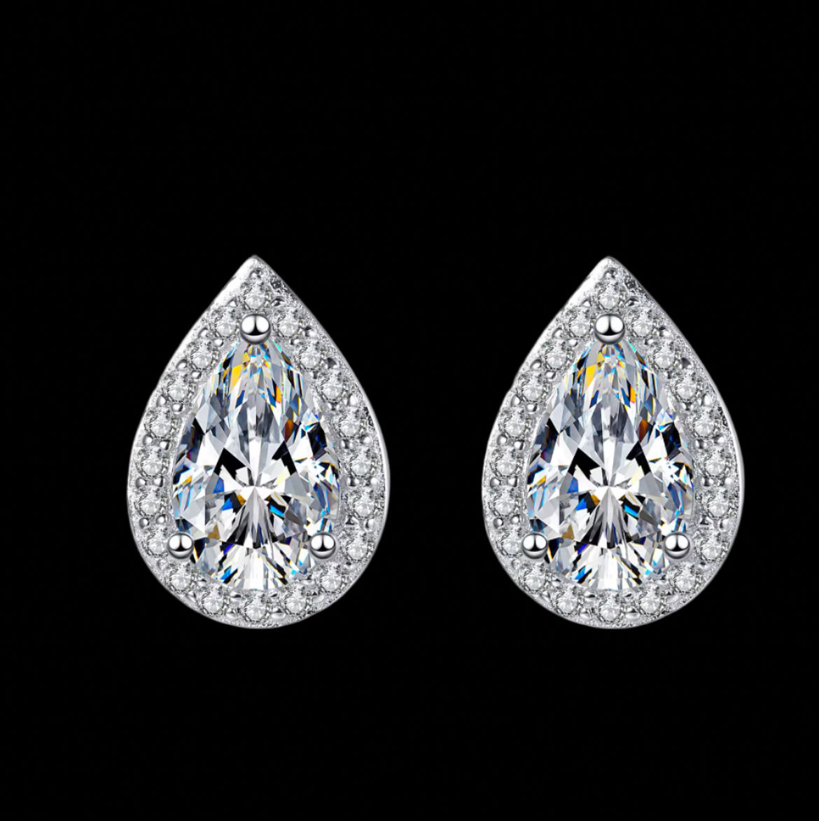 Moissanite droplet oval earrings