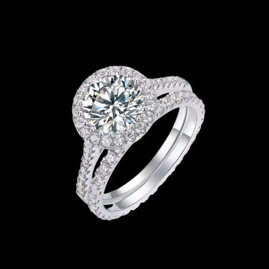 Moissanite iced out wedding ring