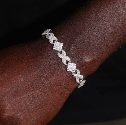 Cuban link infinity square bracelet