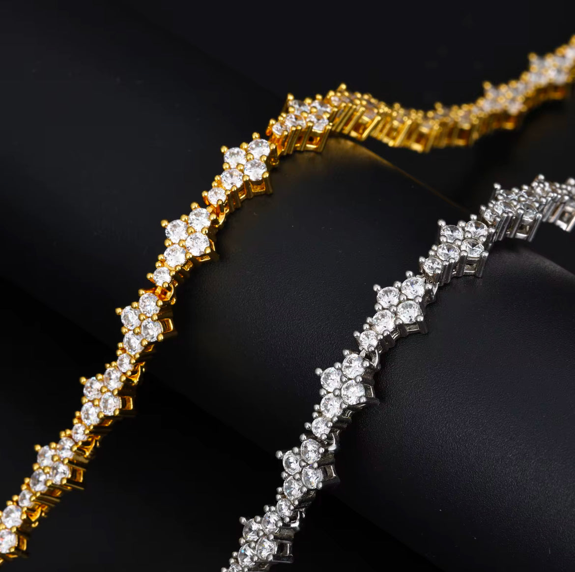 Moissanite crossed iced out tennis chain