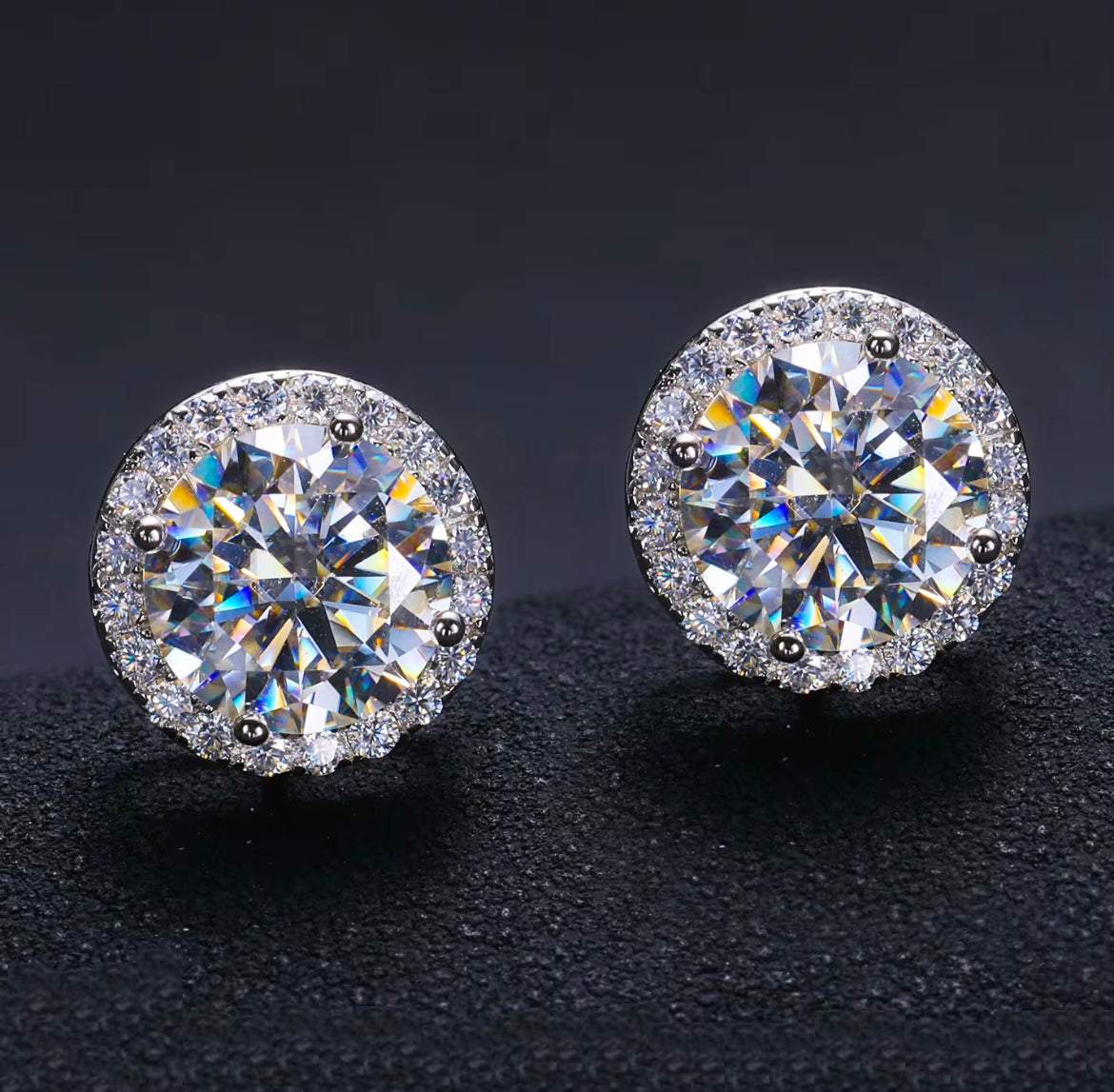 Moissanite cluster Halo earrings