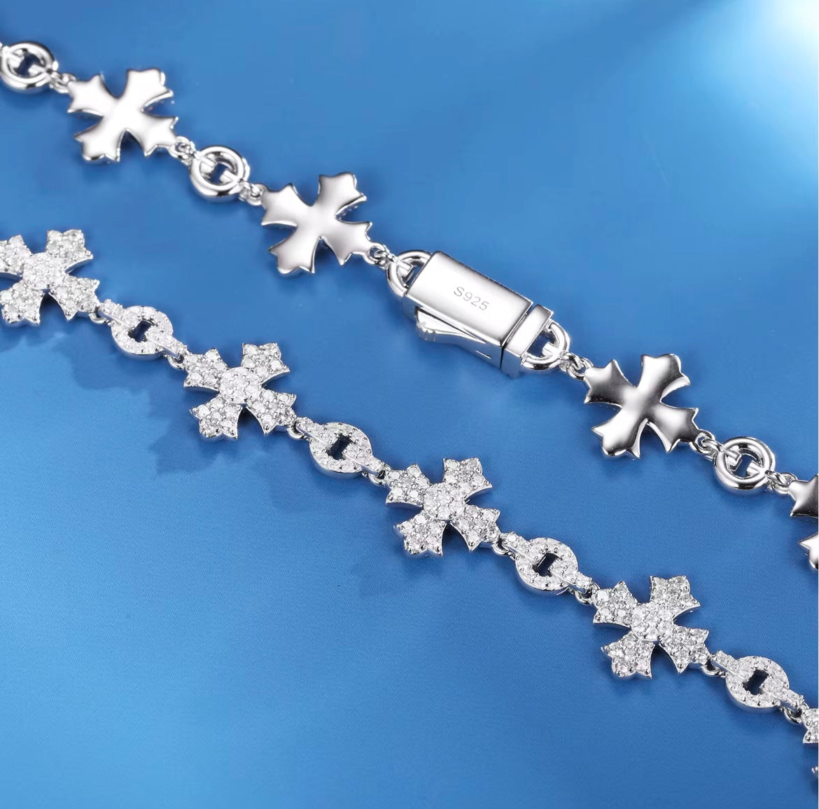 moissanite cross link chain