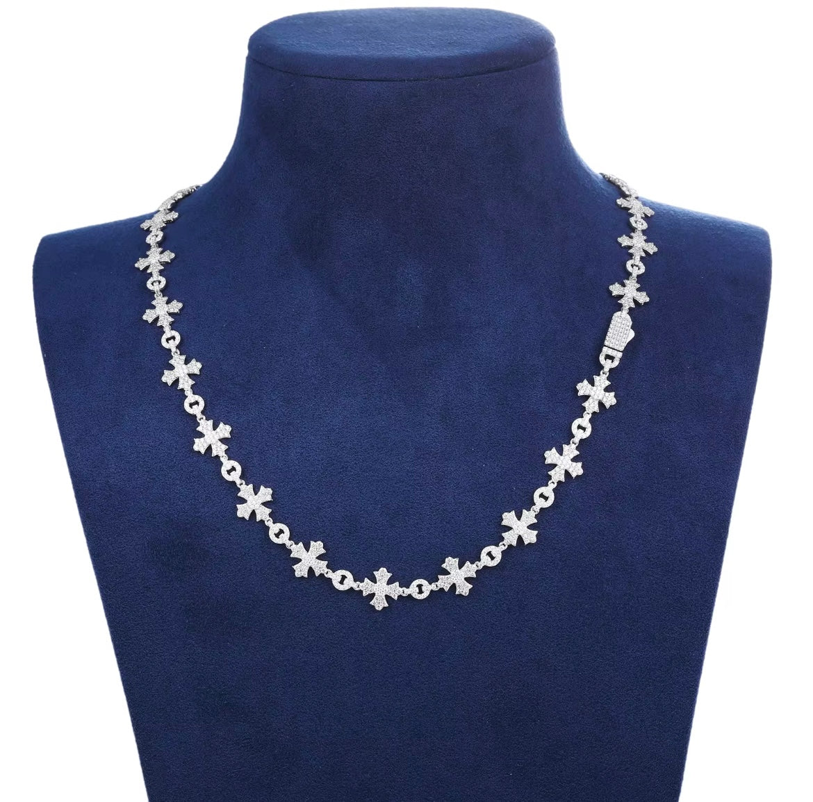 moissanite cross link chain