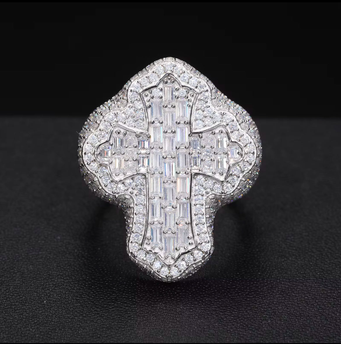 Moissanite cross ring