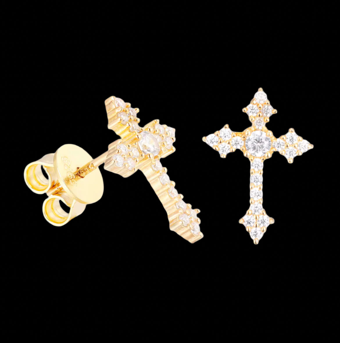 Moissanite cross stud earrings