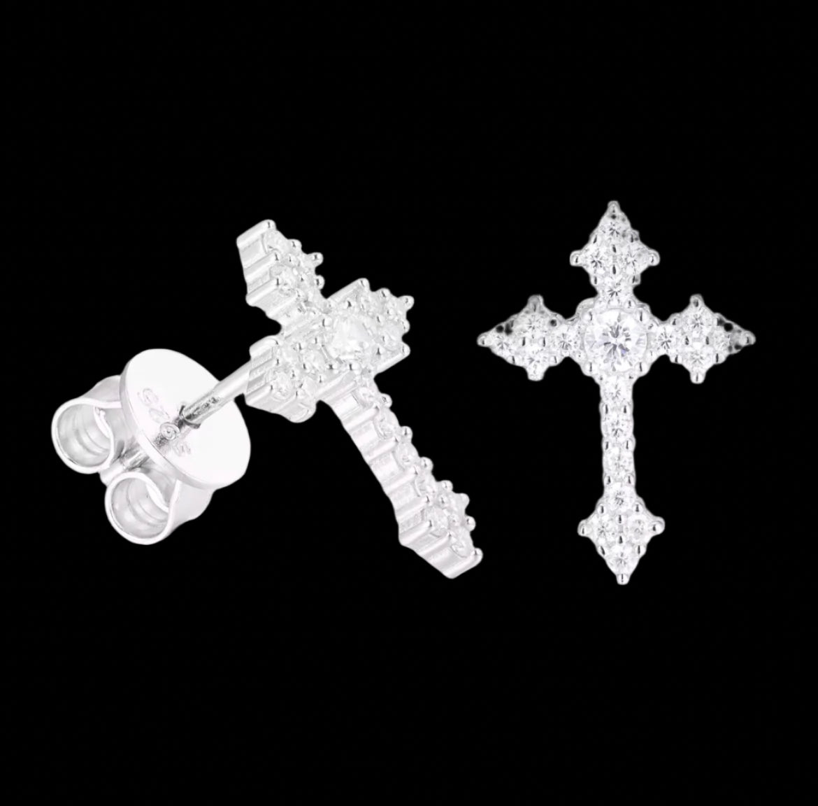 Moissanite cross stud earrings