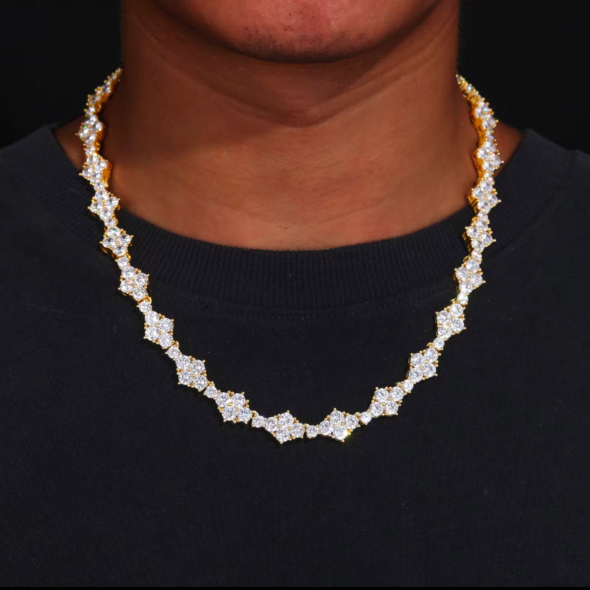 Moissanite crossed iced out tennis chain