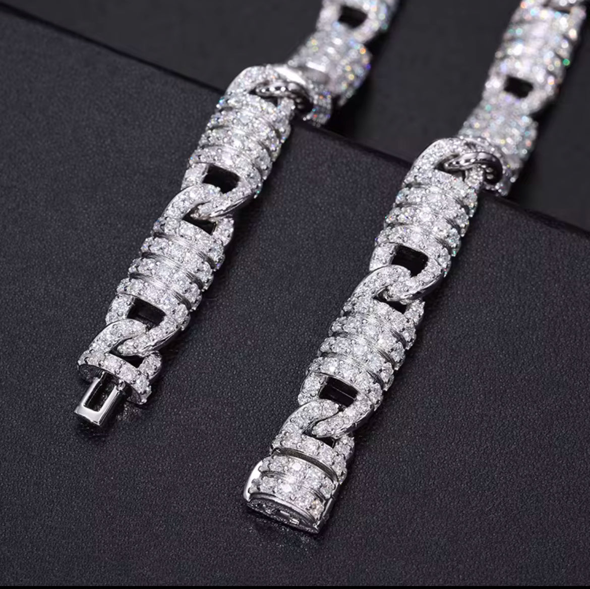 Moissanite cuban link type chain