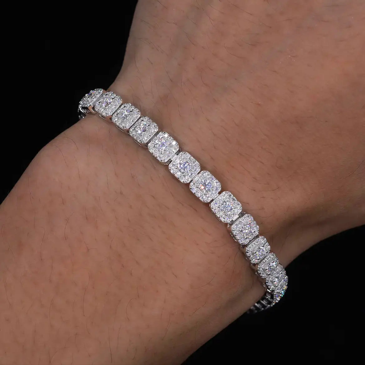 Moissanite Halo tennis bracelet Solitaire